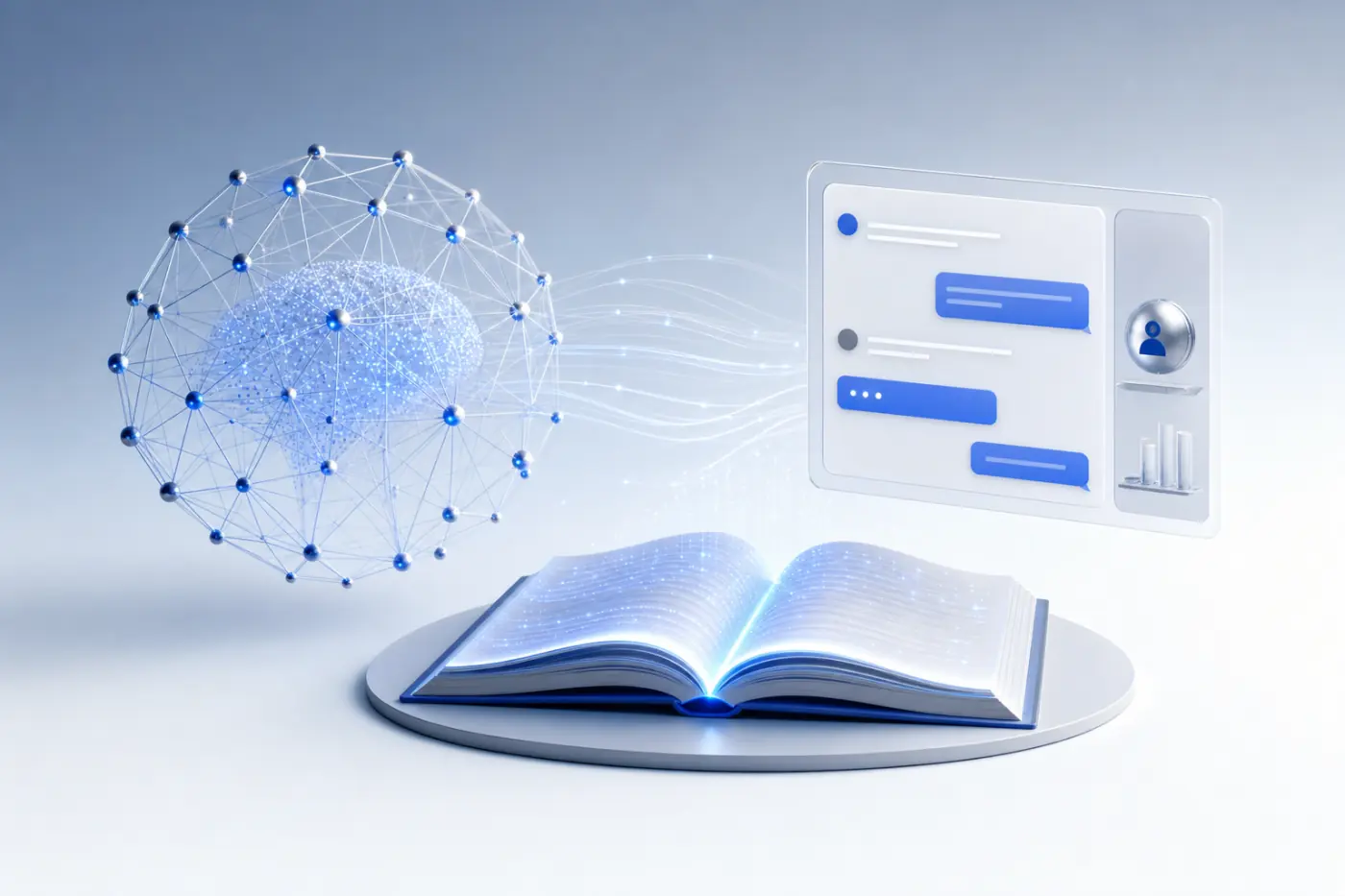 Corporate 3D visualization of the K.AI learning assistant