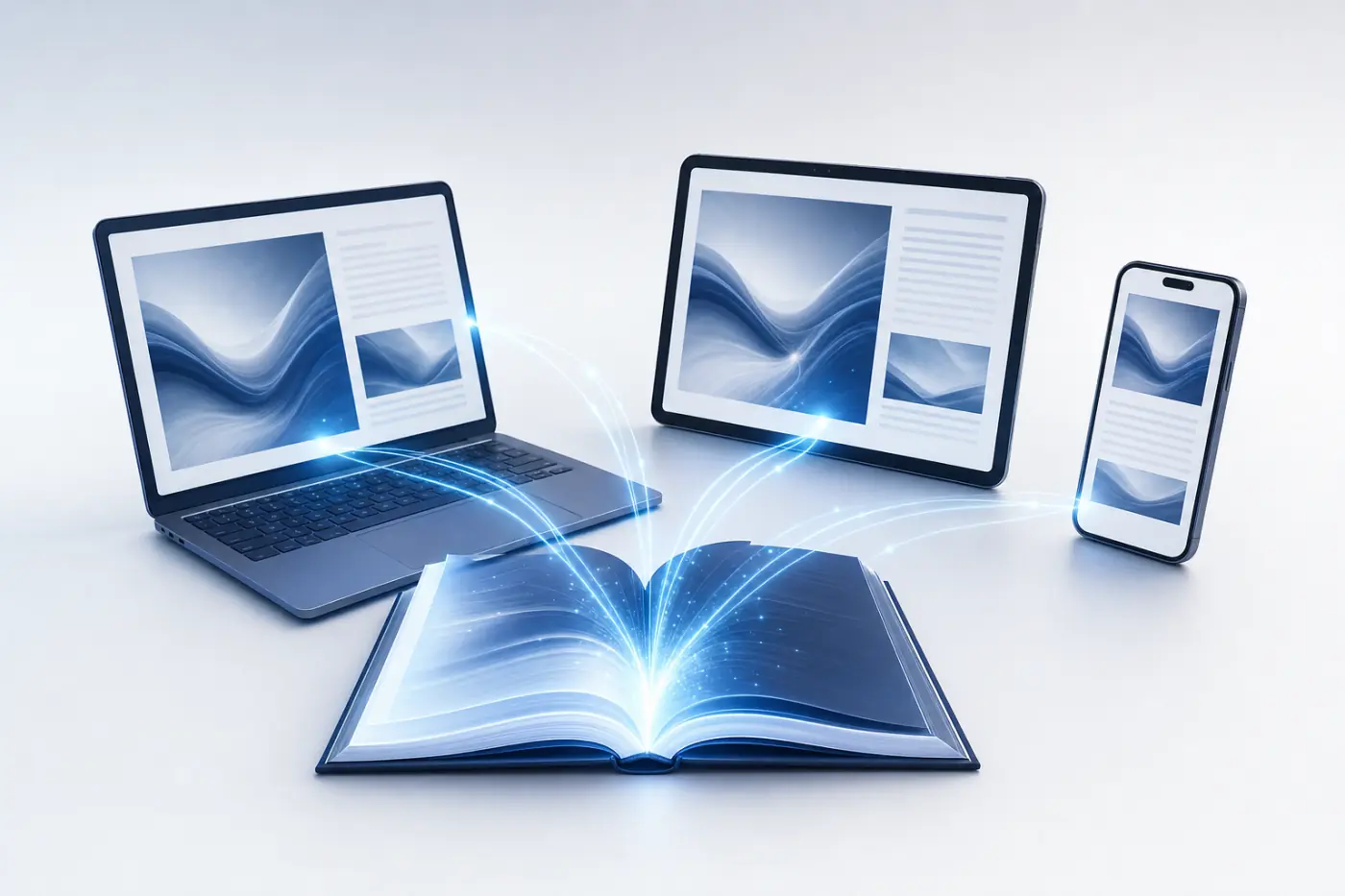 Content delivered across laptop, tablet and phone